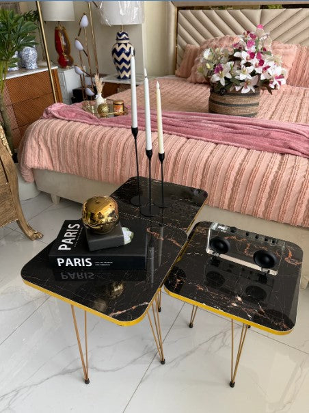 Square Black Glory nesting table set of 3