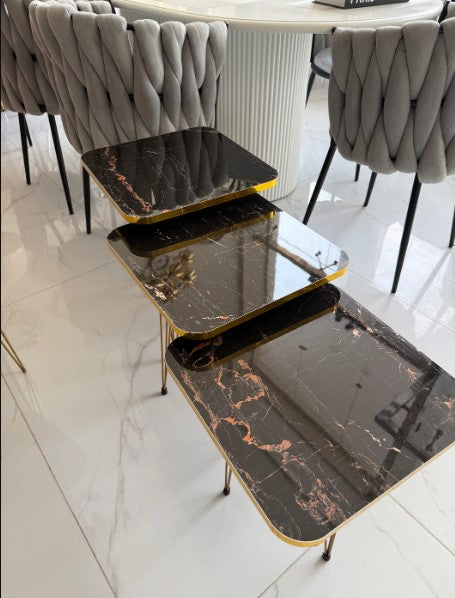 Square Black Glory nesting table set of 3