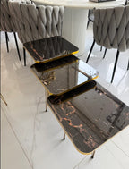 Square Black Glory nesting table set of 3