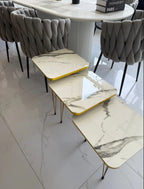 Square white Glory nesting table set of 3