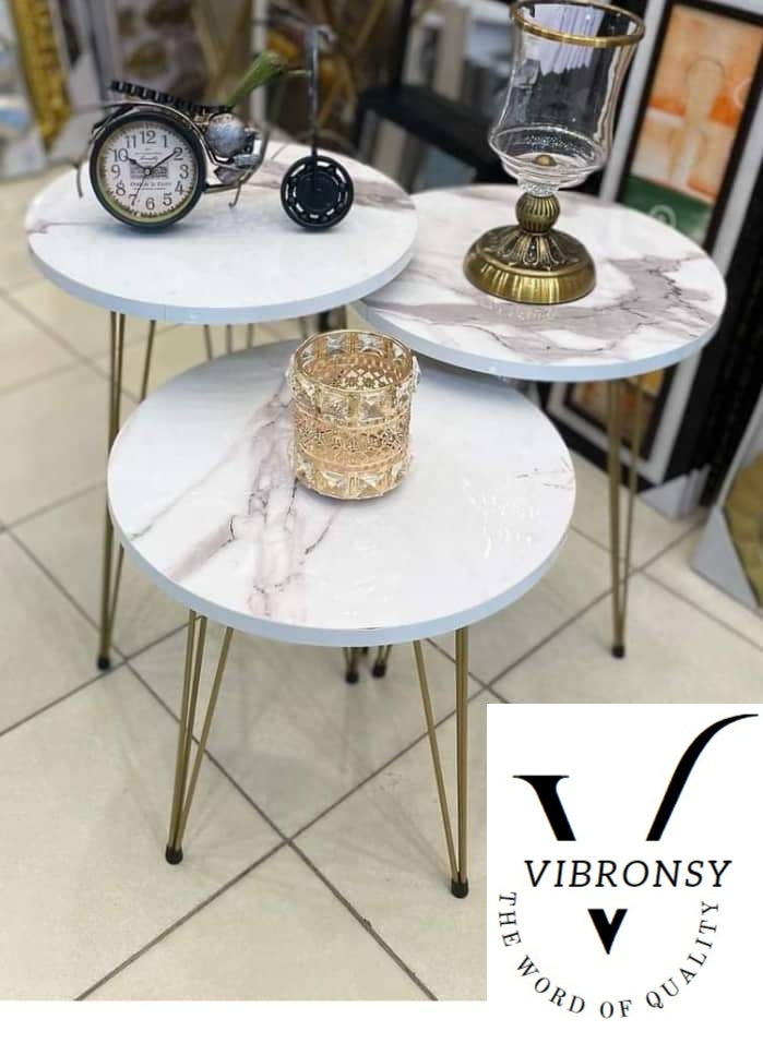 Round White nesting table set of 3