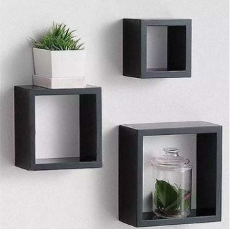 Vibronsy Wall Decoration, Wall Hanging Bedroom, Living Room, Kitchen - Wood, Set of 3, brown