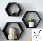 Vibronsy Wall Decoration, Wall Hanging Bedroom, Living Room, Kitchen - Wood, Set of 3, brown