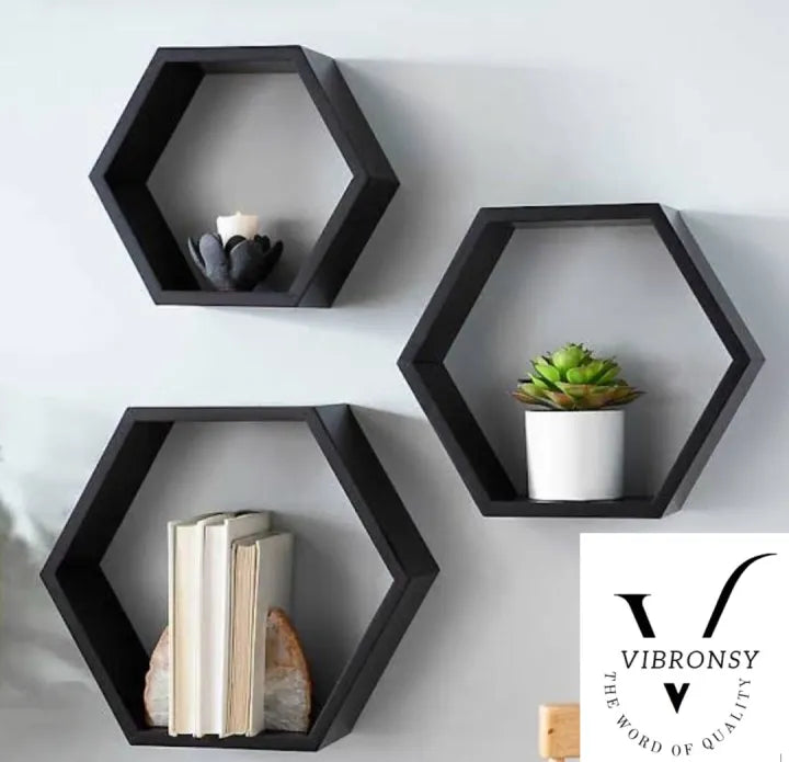 Vibronsy Wall Decoration, Wall Hanging Bedroom, Living Room, Kitchen - Wood, Set of 3, brown